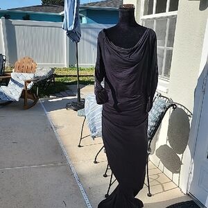 Black Dress Stretch Cotton LARGE SUPER COMFY SEXY To Floor - Off Sholder Option